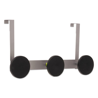 Over The Door Coat Hook, Metal & Plastic, 3 Pegs, Black